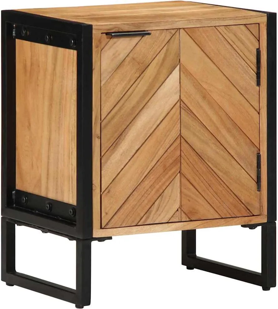 vidaXL Noptieră Maro 40 x 30 x 50 cm Lemn masiv de acacia și metal