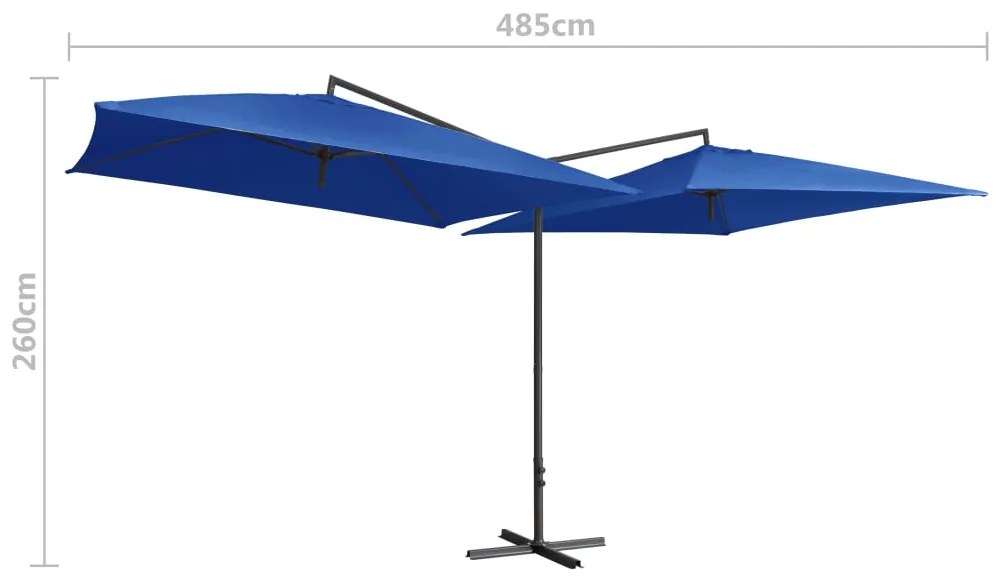 Umbrela de soare dubla, stalp din otel, azuriu, 250 x 250 cm azure blue