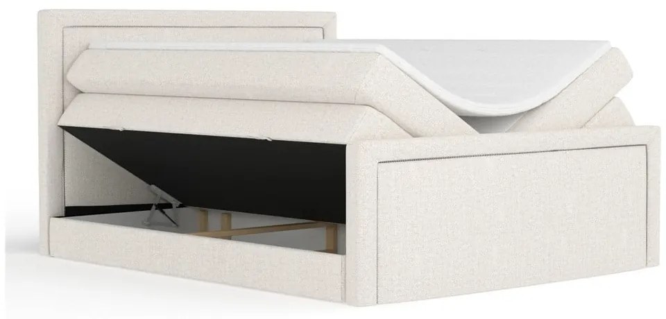 Pat boxspring bej cu spațiu de depozitare 200x200 cm Lavenda – Maison de Rêve