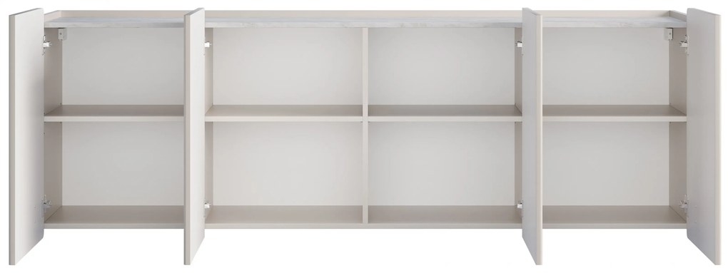Comodă suspendată cu patru uși Malmi 200 cm - cashmir / crema bianca / negru