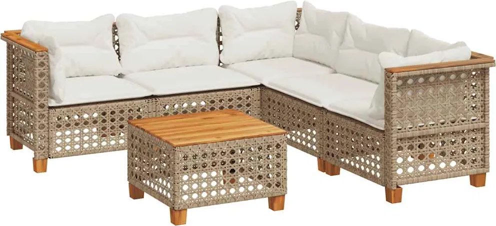 vidaXL Set canapele de grădină cu perne, 6 piese, bej, poliratan