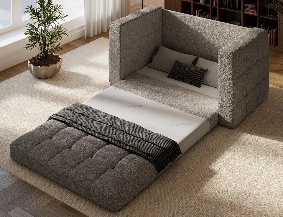Canapea Kastol , beige bouclé extensibil, 137x71x74 cm – Royal 18