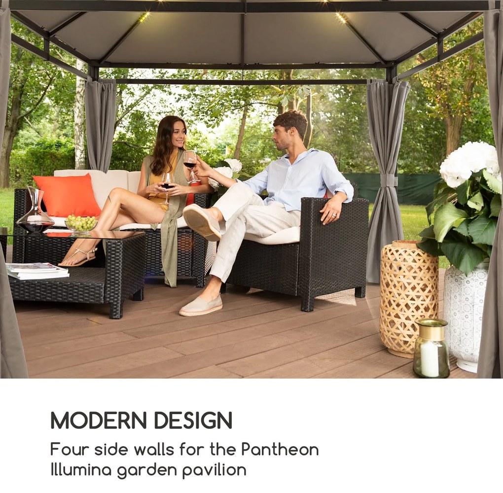 Pantheon Illumina, pereți laterali de pavilion, 4 bucăți, 140 g/m², poliester, gri