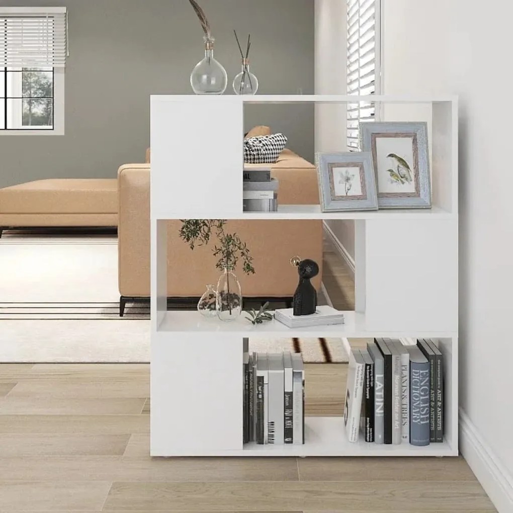 vidaXL Bibliotecă/Separator cameră, alb, 80x24x94 cm, PAL
