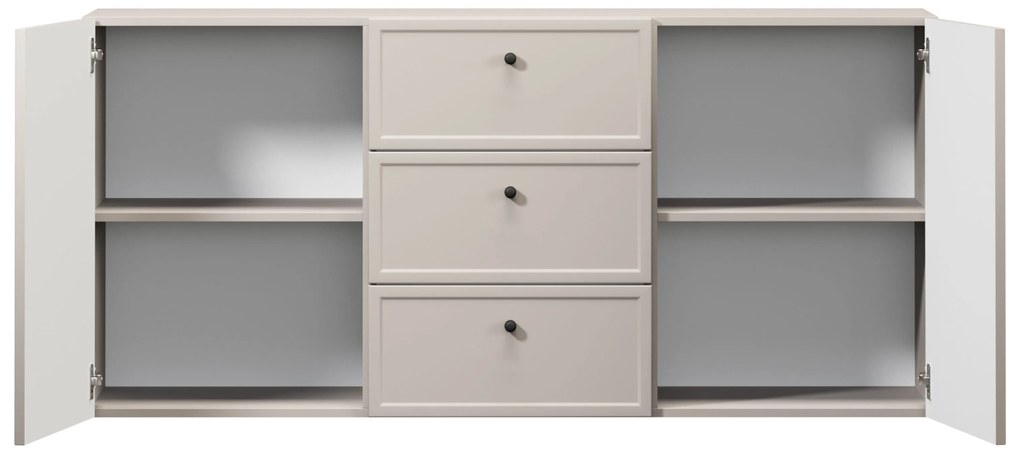 Comodă suspendată cu sertare Lorini 150 cm - cașmir / mânere negre