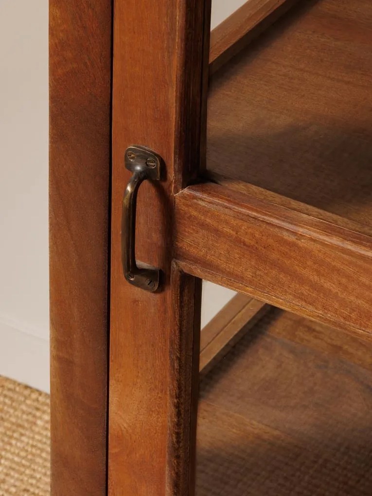 Vitrina din lemn reciclat si sticla, cu usa, aspect rustic, Marcel