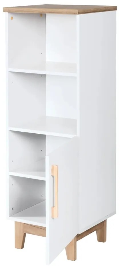 Bibliotecă pentru copii albă cu aspect de lemn de stejar 45x128 cm Finn – Roba