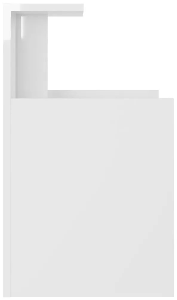 Noptiera, alb extralucios, 40x35x60 cm, PAL 1, Alb foarte lucios