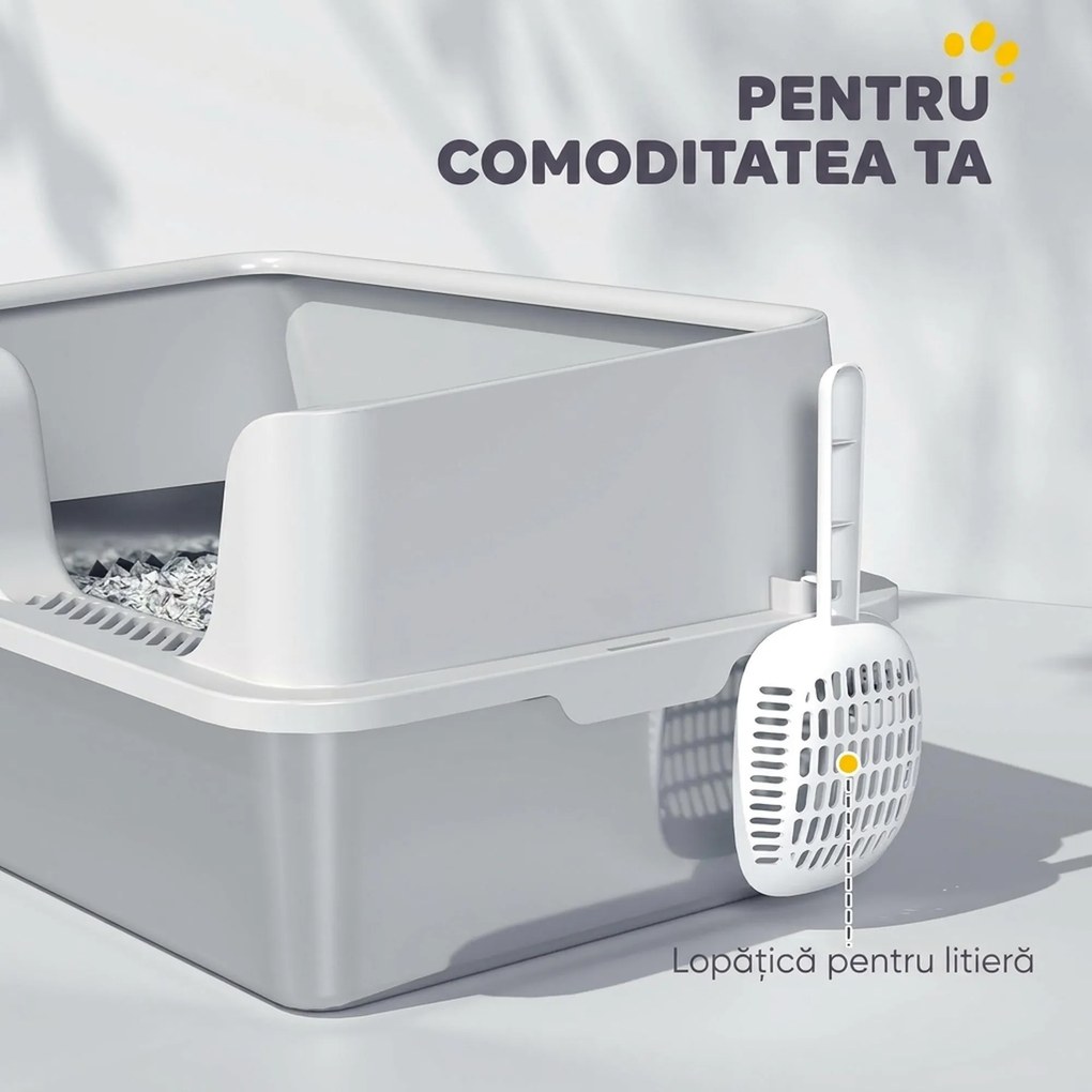 PawHut Litieră Inox, Bord Detasabil, Antimiros | Aosom Romania