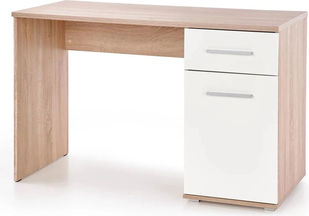 Birou LIMA B1, stejar sonoma/alb, PAL melaminat, 120x55x77 cm