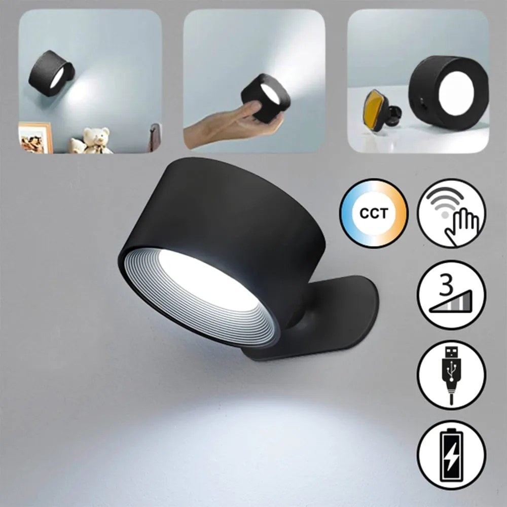 Aplică de perete neagră LED Magnetics – Fischer & Honsel