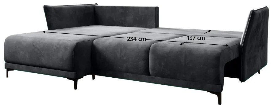 Canapea extensibilă, gri, stânga, SALVO ROH