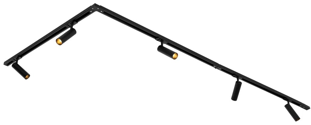 Sistem de iluminat cu șină modern cu 5 spoturi negre monofazate GU10 35mm - Iconic Jeana Luxe