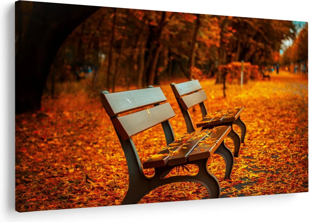 Tablou cu banca toamna (90x60 cm)