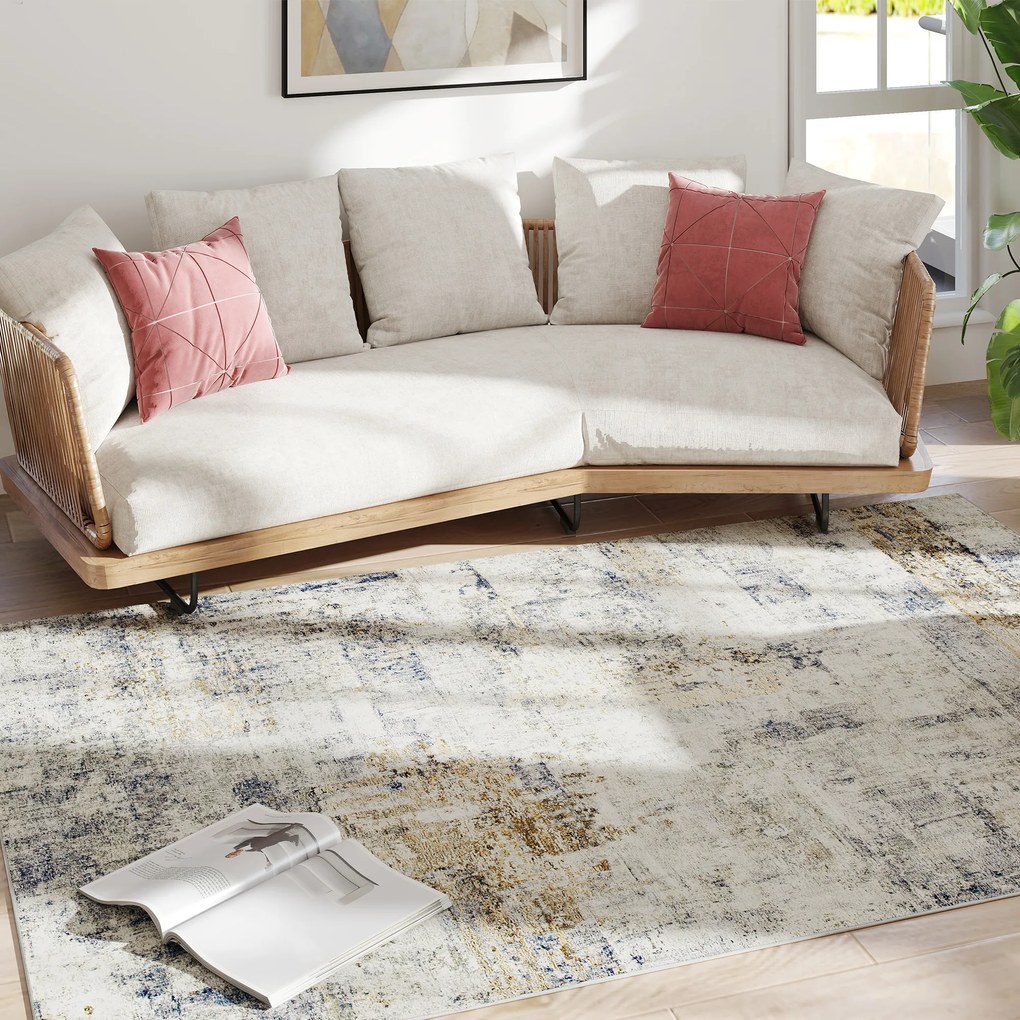 HOMCOM Covor de living, Poliester, model artistic modern, masabil, Gri | Aosom Romania