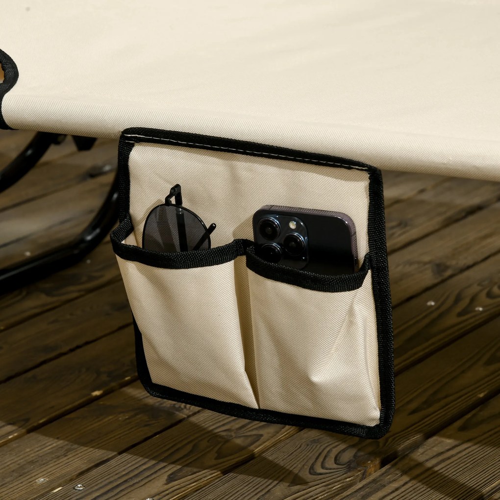 Outsunny Set de 2 șezlonguri pliabile cu copertină, șezlong de grădină cu spătar reglabil în 5 trepte, maro | Aosom Romania