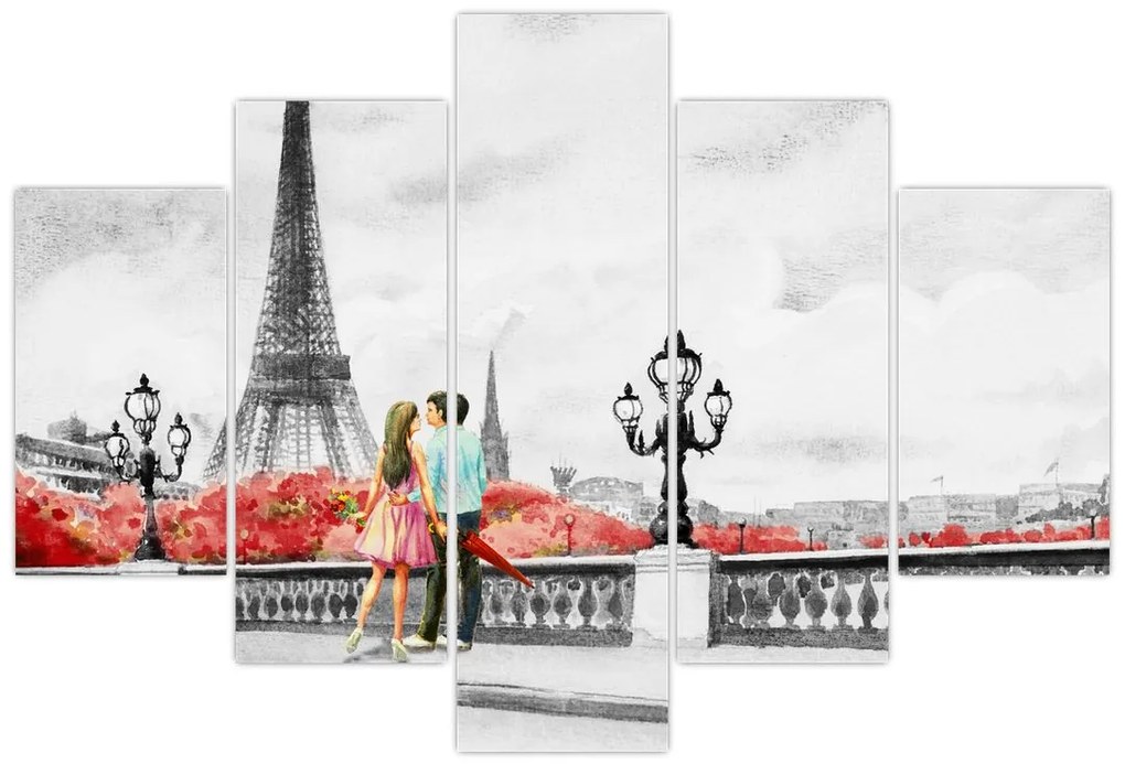 Tablou îndrăgostiții în Paris (150x105 cm)