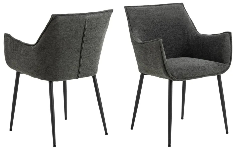 Scaun de sufragerie gri închis tapițat Bonita – Actona