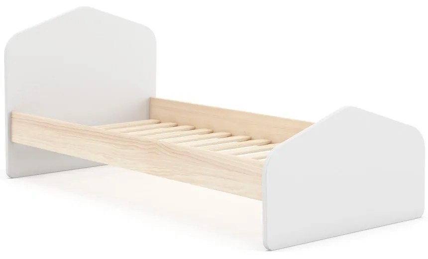 Pat pentru copii alb/în culoare naturală cu aspect de lemn de pin 90x190 cm Estefania – Marckeric