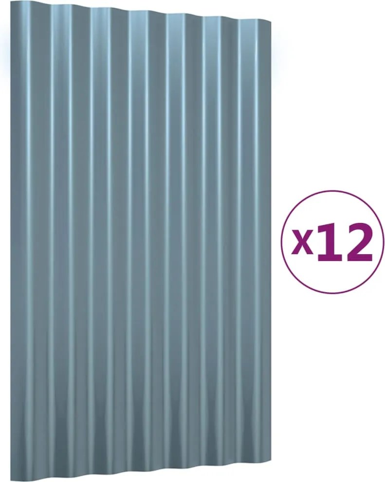 vidaXL Panouri de acoperiș 12 buc. oțel galvanizat gri 60x36 cm