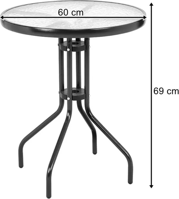 Set de gradina TREGO ISLAND - 2 scaune cu brate si masa rotunda ø 60 cm, antracitová