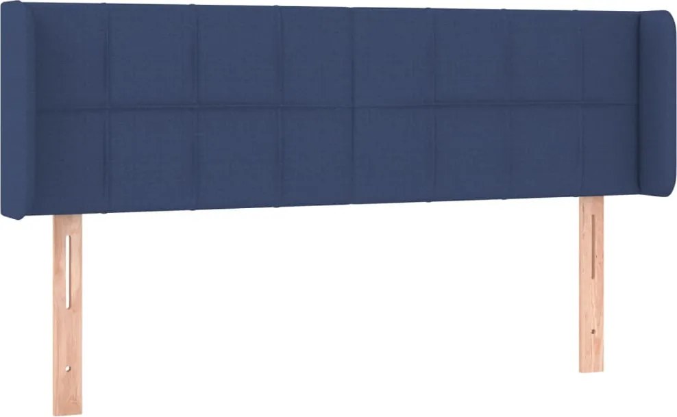 vidaXL Tăblie de pat cu aripioare, albastru, 147x16x78/88 cm textil