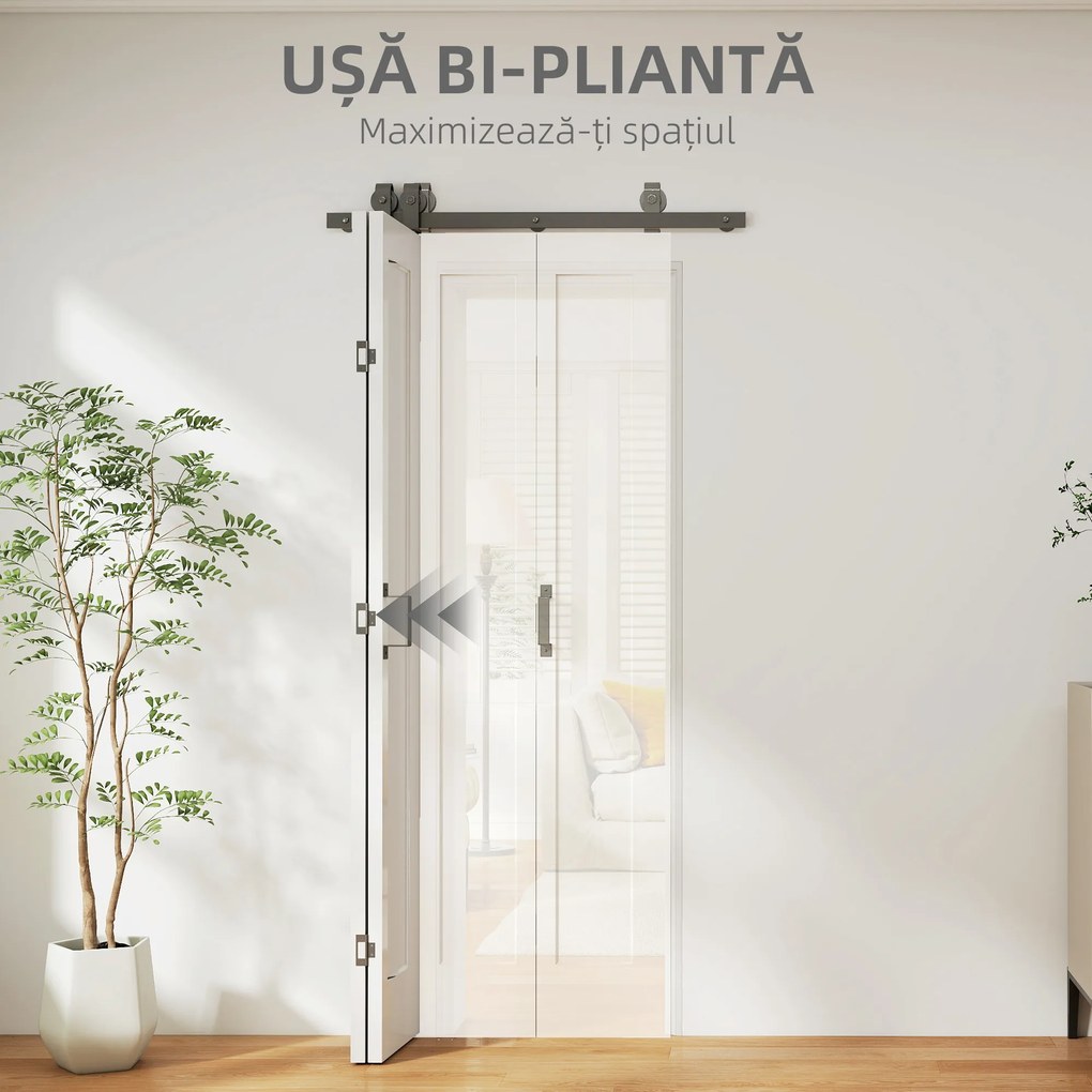 HOMCOM Ușă Glisantă Pliabilă 70x210 cm, Ușă Pliabilă Tip Portofel cu Mâner și Suprafață Vopsibilă, Alb | Aosom Romania
