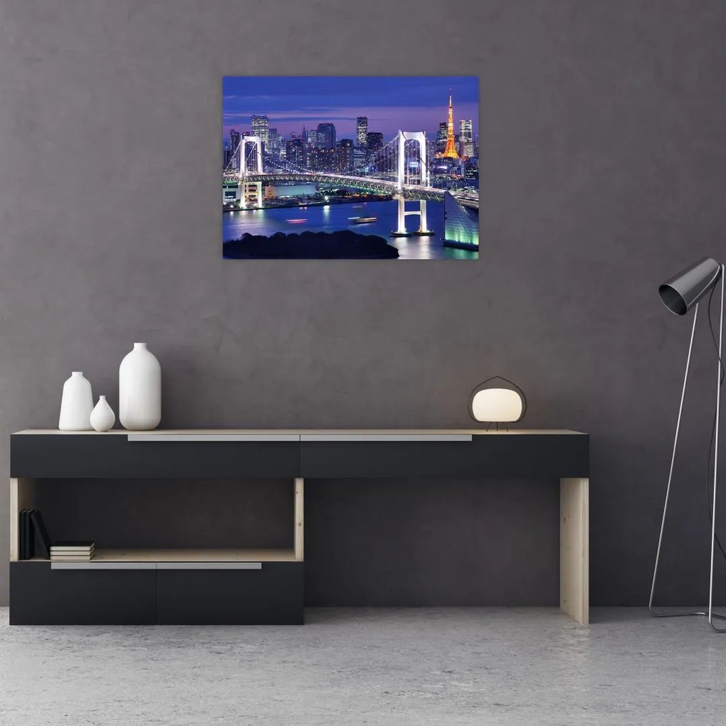 Tablou pe sticlă metropolei nocture (70x50 cm)