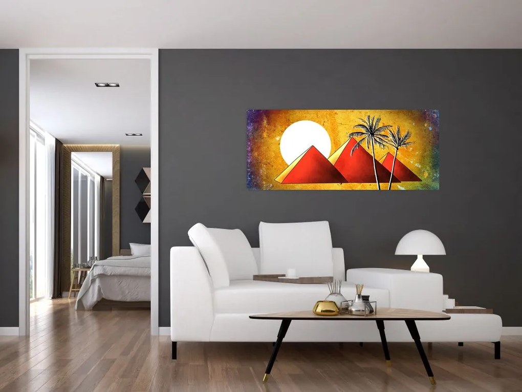 Tablou cu piramidele egiptene pictate (120x50 cm)