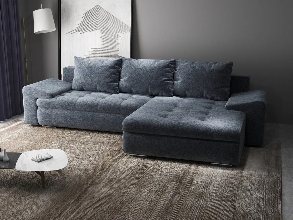 Colțar extensibil dumonde cu ladă de depozitare si sezut confortabil din spuma high-density, Leonardo Euphoria Grafit 260x185 cm II