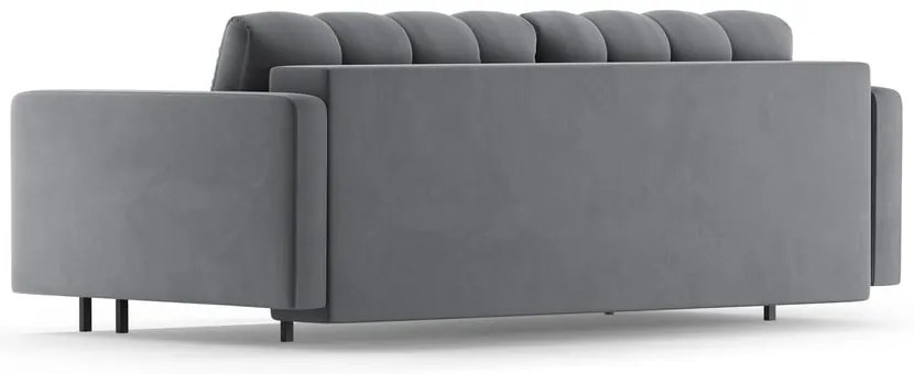 Canapea gri deschis extensibilă, cu spațiu de depozitare cu tapițerie din catifea 222 cm Bali – Cosmopolitan Design