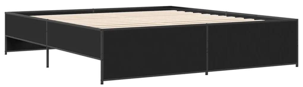 3279872 vidaXL Cadru de pat negru 180x200 cm din lemn prelucrat și metal