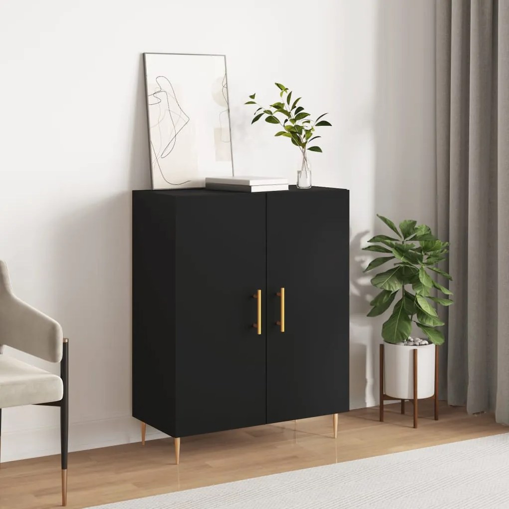 827709 vidaXL Dulap, negru, 69,5x34x90 cm, lemn compozit