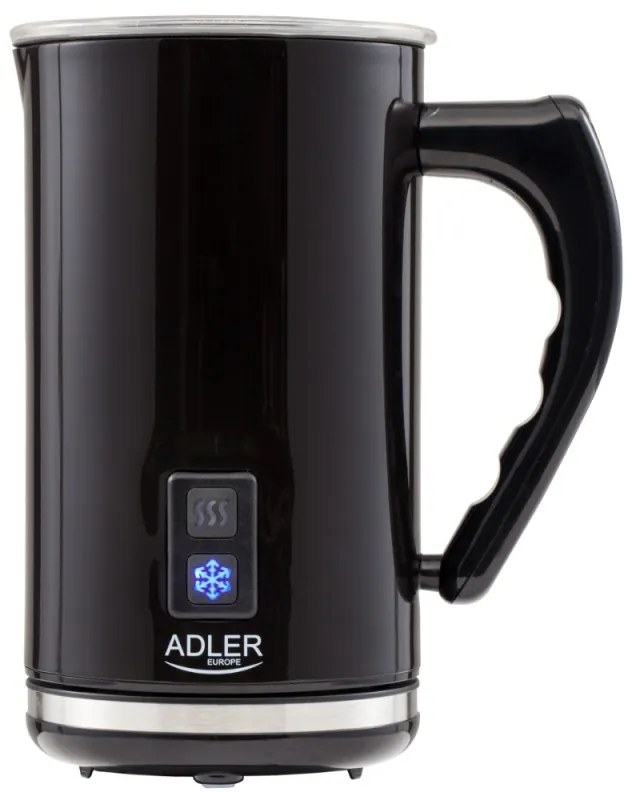 Aparat pentru spumat lapte Adler AD 4478, 500W, 240 ml, Acoperire antiaderenta, Protectie STRIX, Otel negru