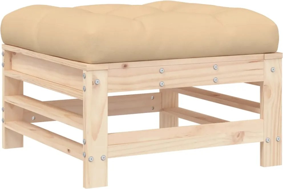 vidaXL Taburet de grădină cu pernă, lemn masiv de pin