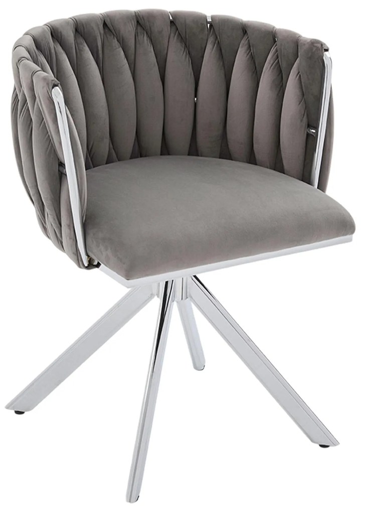 Set de 2 scaune pivotante din catifea, Gri | Aosom Romania