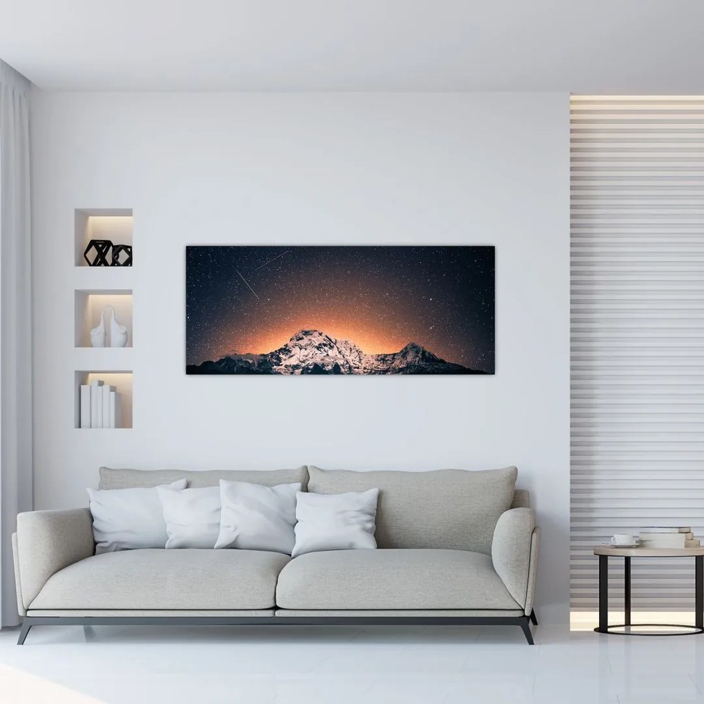 Tablou cu cerul nocturn cu munți (120x50 cm)