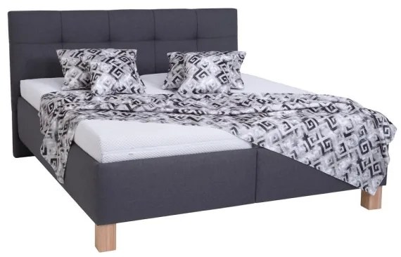 Pat tapițat MARIA, 180x200 cm, cu saltea și spațiu de depozitare, gri