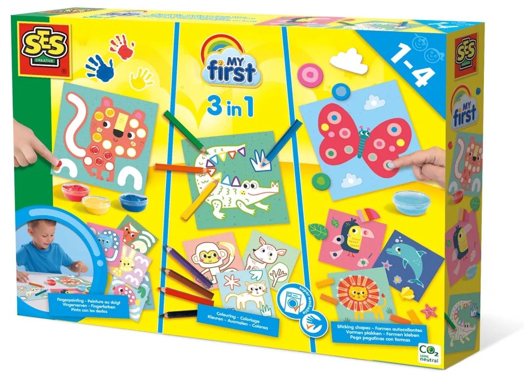 My first - Set pictura cu degete, colorare si lipirea formelor 3 in 1