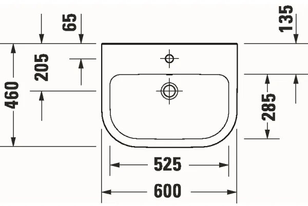 Duravit D-CODE lavoar suspendat 60x46 cm, ceramică, alb lucios - 23986000002