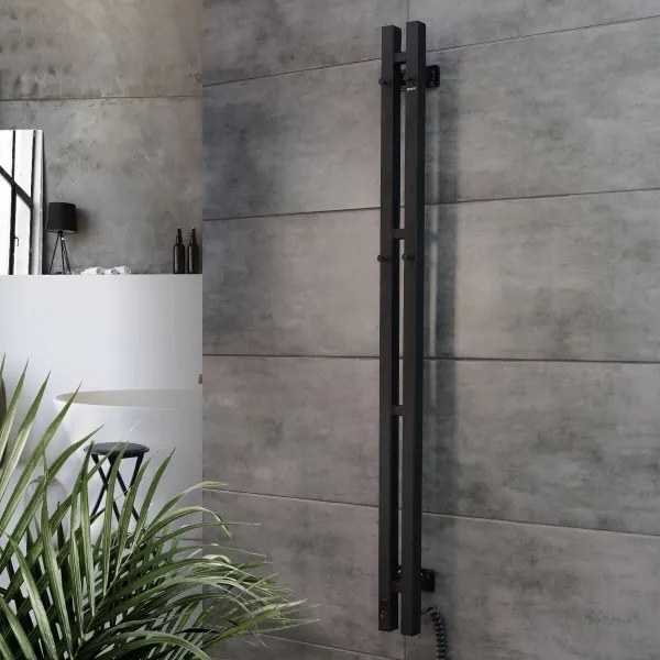 Radiator portprosop electric SILOUETTE 187W/230V 120,6cm IP44 negru dreapta