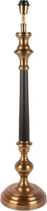 Bază pentru lampă de masă din aluminiu, auriu și negru, cu coloană înaltă și picior rotund, finisaj antichizat, 92 x 22 cm, „Tuileries”