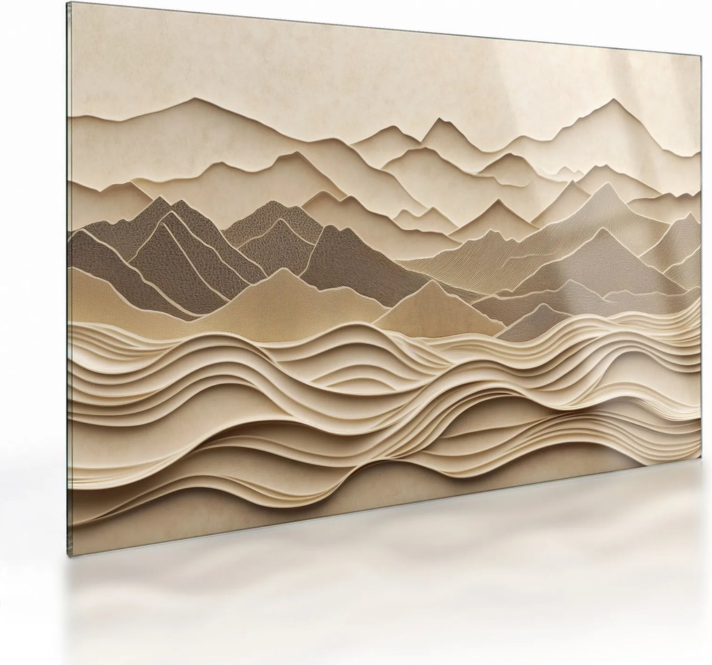 Tablou pe sticlă - Linii Montane 3D (70x50 cm)