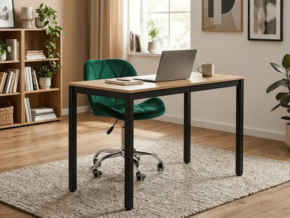 Masa de dining neagra cu blat în decor de stejar artisan TESSA 120x60 cm