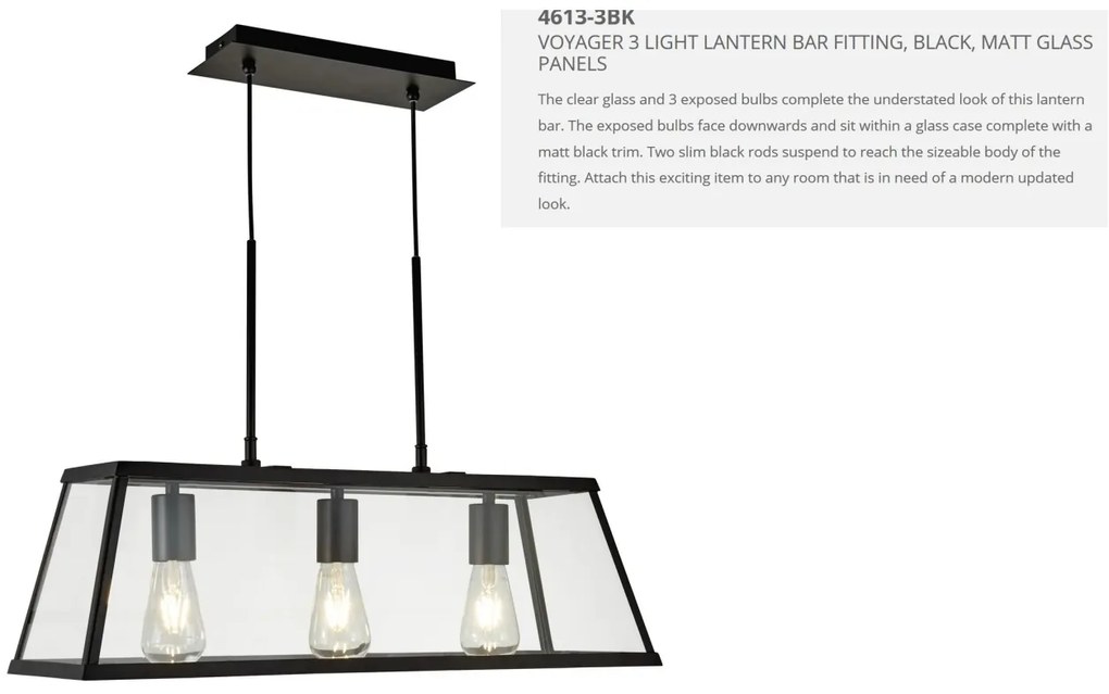 Lustra clasica design traditional Voyager 3L negru 4613-3BK SRT