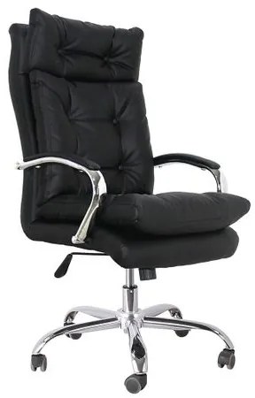 Scaunul directorial SMART , piele ecologica, baza cromata, negru