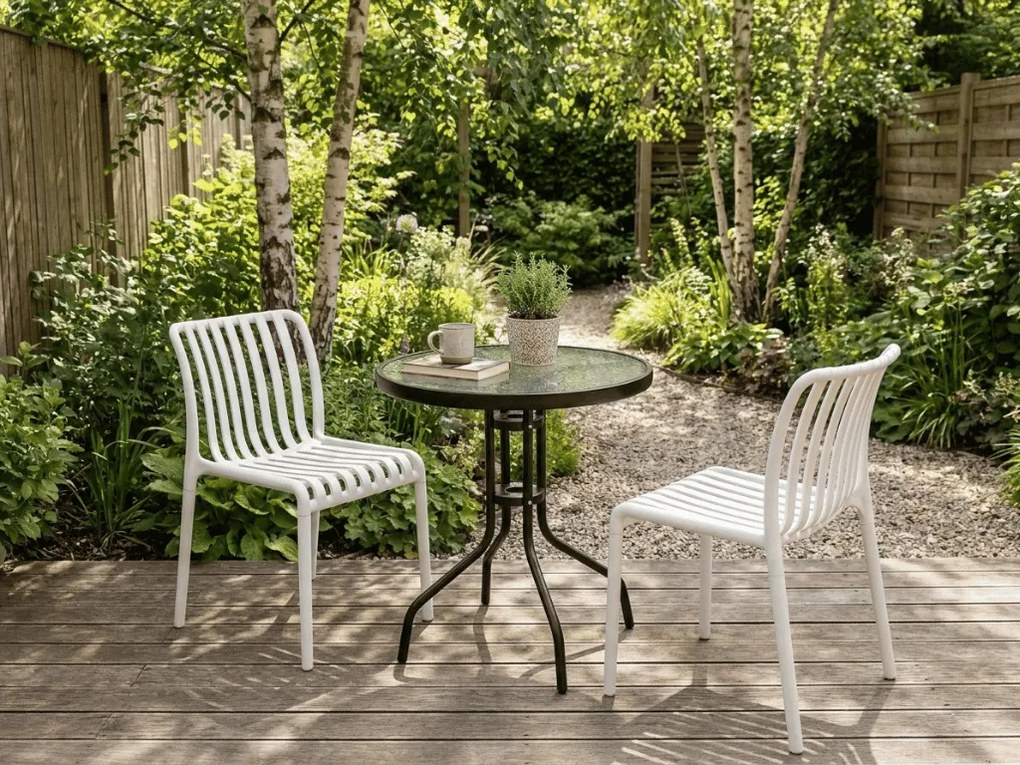 Set de gradina TREGO ISLAND - 2 scaune si masa rotunda ø 60 cm, alba