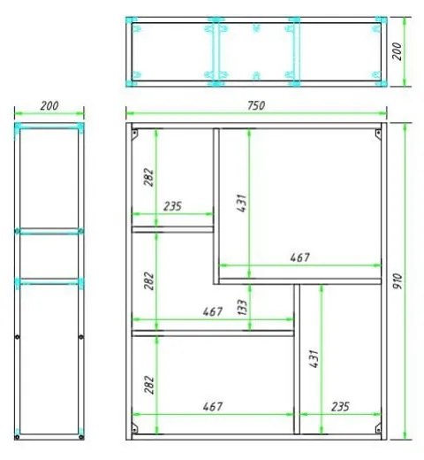 Bibliotecă de perete neagră/în culoare naturală cu aspect de lemn de stejar 75x91 cm Seaford – Actona