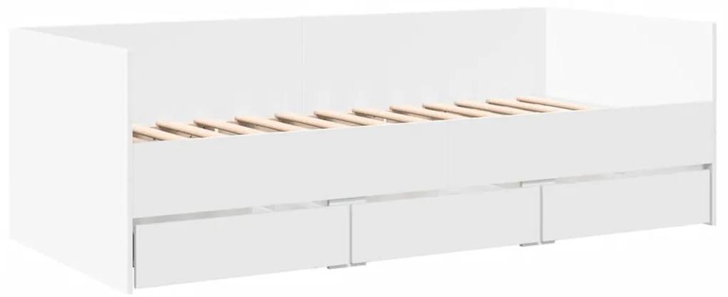 3280811 vidaXL Cadru de pat cu sertare, alb, 100x200 cm, lemn prelucrat