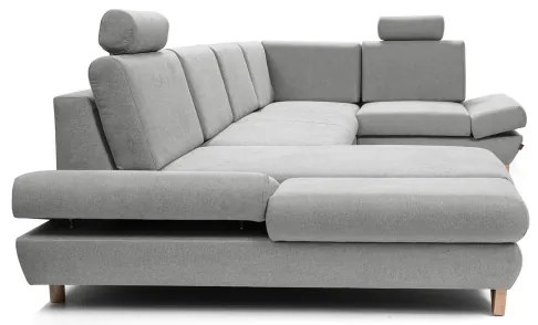 Colțar tapițat extensibil AVESTA în formă de U, cu spațiu de depozitare, gri